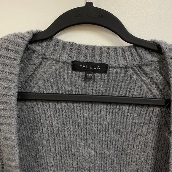 Aritzia Talula Open Front Cardigan Long Length Wool Blend Grey - Picture 4 of 8